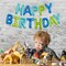 Blue Green Happy Birthday Balloons Banner 16 Inch Mylar Foil Letters Birthday Sign Bunting Reusable for Girls Boys Kids & Adults Birthday Decorations and Party Supplies